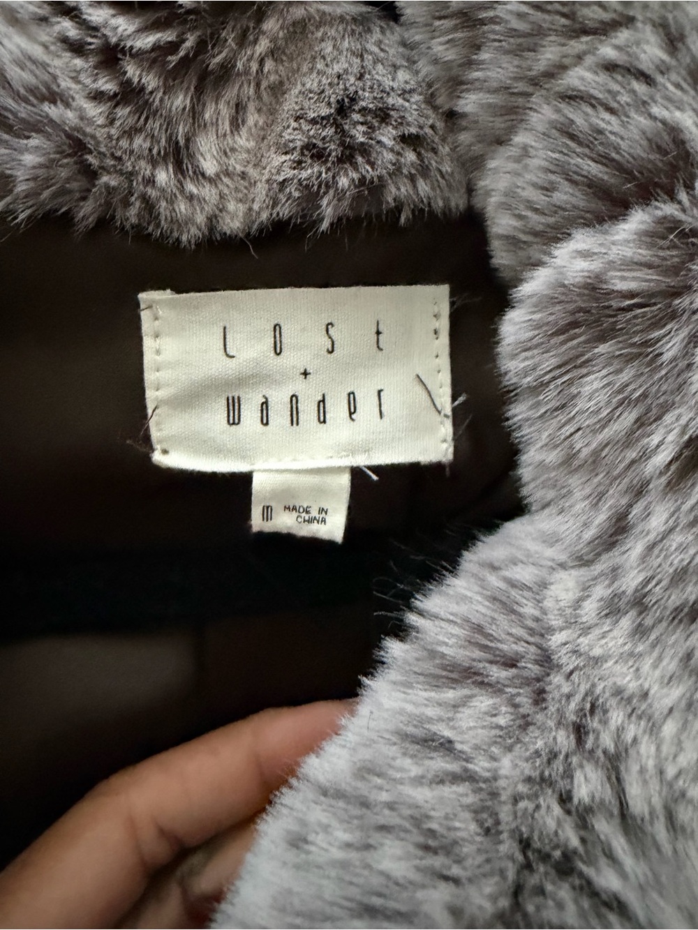 Lost + Wander Plush Gray Faux Fur Teddy Jacket